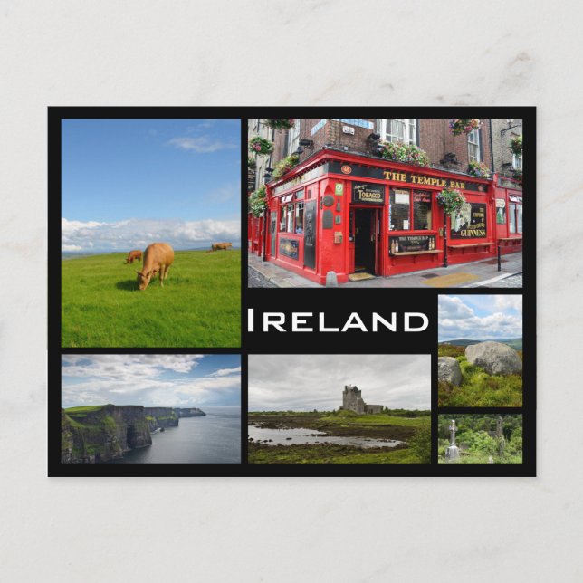 Irland Landschaften Schwarzrahmen Collage Postcard Postkarte (Vorderseite)