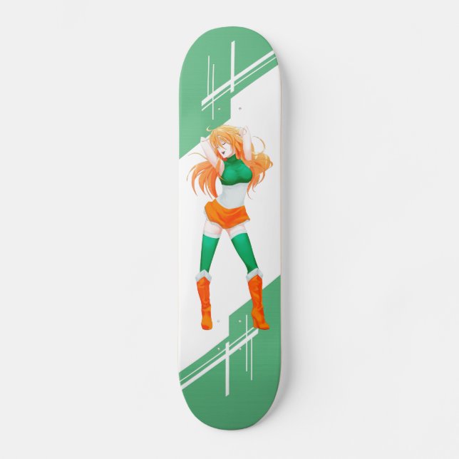 Irland Manga Animemädchen kleidete auf Skateboard (Vorderseite)