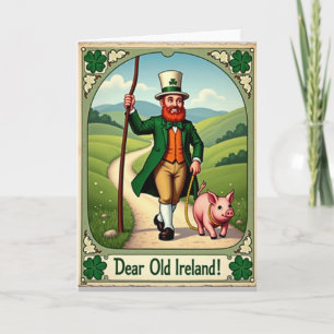 Irland Mann Und Schwein Spaß Tag Karte