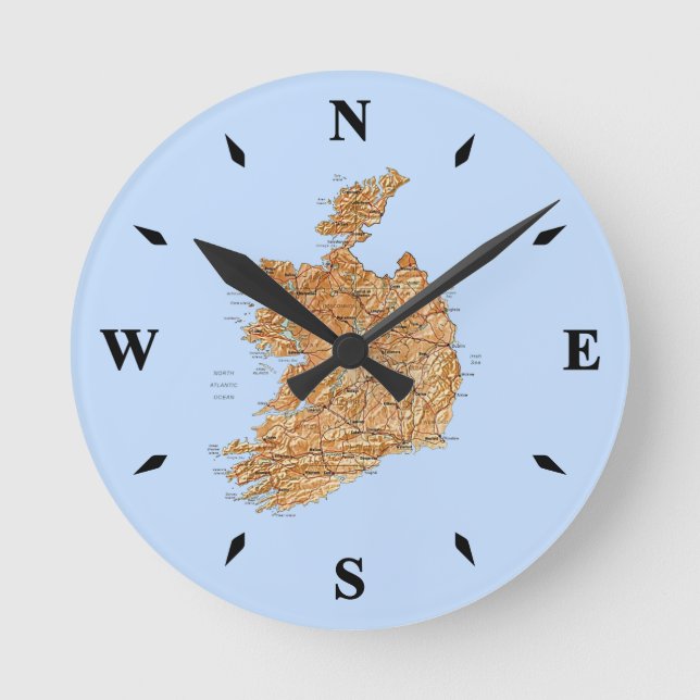 Irland Map Clock Runde Wanduhr (Vorderseite)