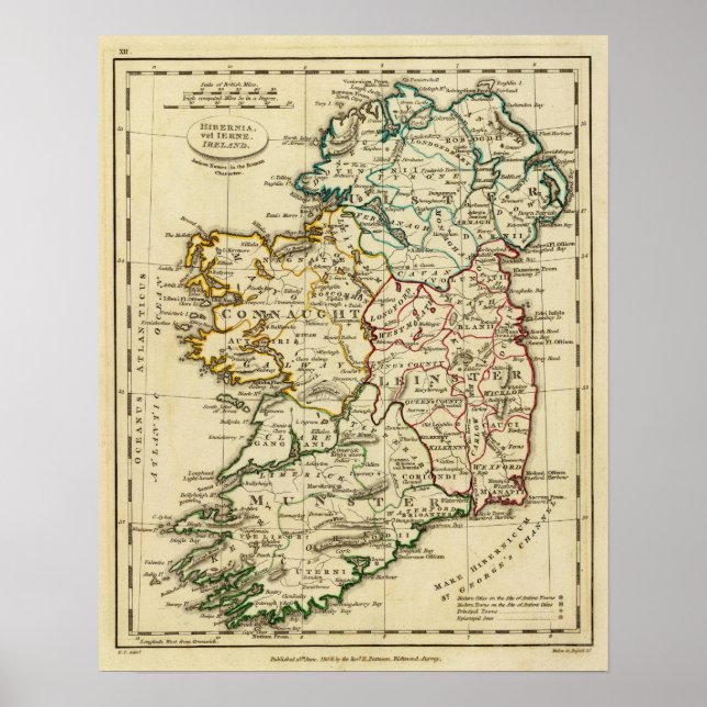 Irland mit umrissenen Grenzen Poster (Vorne)