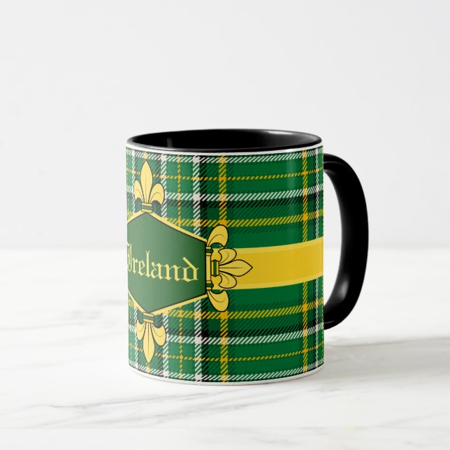 Irland nationaler Tartan, fertigen mit Namen 2 Tasse (VorderseiteRechts)