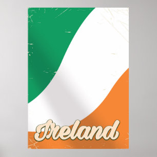 Irland Nationalflagge Retro-Reiseposter Poster