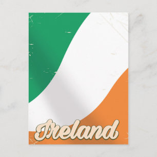 Irland Nationalflagge Retro-Reiseposter Postkarte