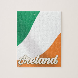 Irland Nationalflagge Retro-Reiseposter Puzzle