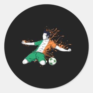Irland Nationalfußball - Irische Flagge Fußbal Lie Runder Aufkleber