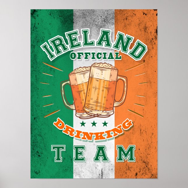 Irland Offiziell Drinking Team. Schönes Bier Poster (Vorne)