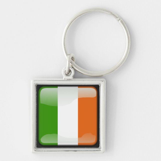 Irland - polierte Flagge Schlüsselanhänger (Vorne)