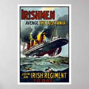 Irland! Rächt die Lusitania! WWI915 Werbeplakat Poster