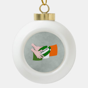 Irland Rugby Team Unterstützer Flag mit Ball Keramik Kugel-Ornament