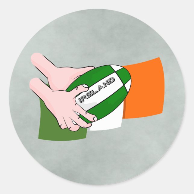Irland Rugby Team Unterstützer Flag mit Ball Runder Aufkleber (Vorderseite)