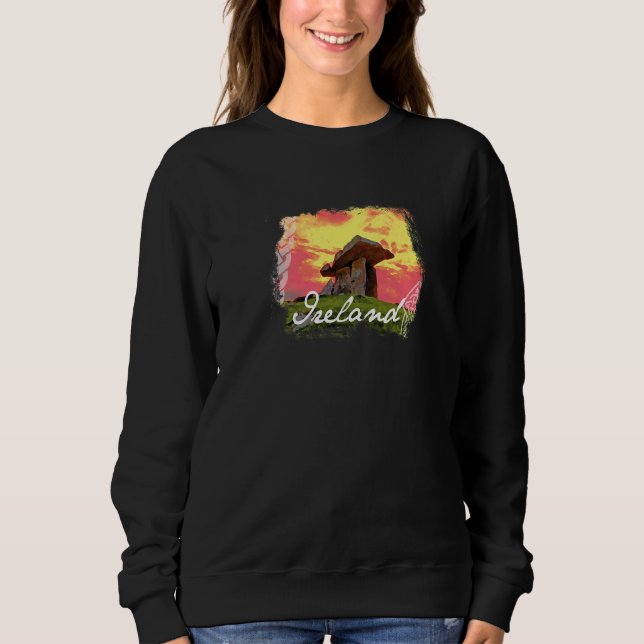 Irland Sehenswürdigkeit Poulnabroune Dolmen Sunset Sweatshirt (Vorderseite)