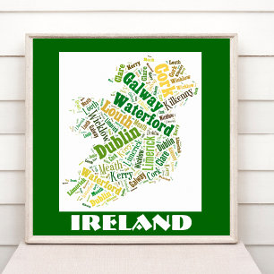 Irland Silhouette Word Art Poster