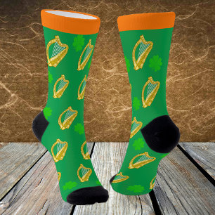 Irland Socken, Kleeblatt, Harfe, Flagge, Irland Socken