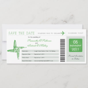 Irland St Brigid's Cross Wedding Boarding Pass Save The Date