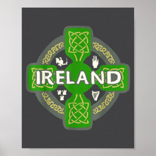 Irland St. Patrick Tag keltisches Kreuz Grün Poster
