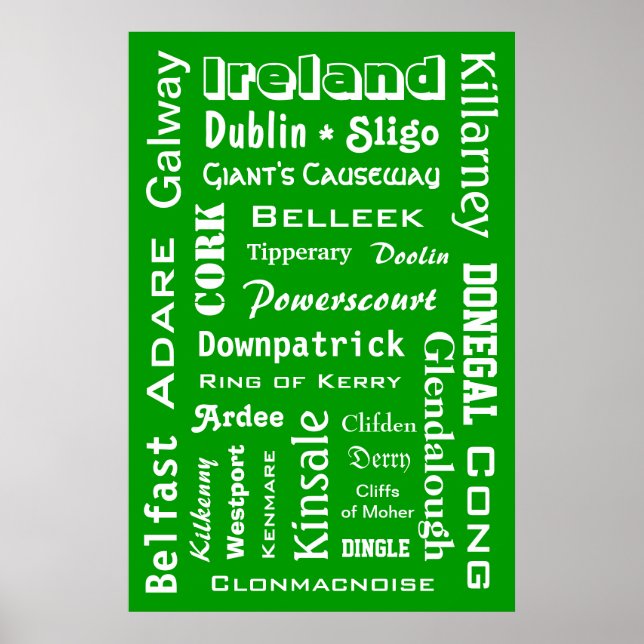 Irland Städte & Orte Poster (Vorne)