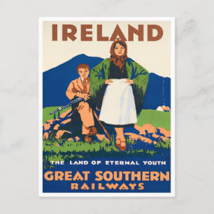 Irland Südliche Eisenbahn Vintage Reise Postkarte