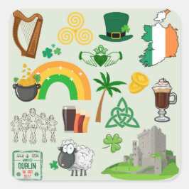 Irland Symbole Quadratischer Aufkleber