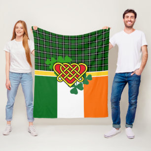 Irland Tartan, Flagge, Celtic heart Kleeblatt, Irl Fleecedecke