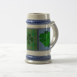 Irland Tartan, Kleeblatt, 4 Blatt Klee Bierglas