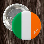 Irland-Taste, patriotische irische Flagge Button<br><div class="desc">Buttons: Patriotic Ireland & Irish Flag - Liebe meines Landes,  Reise,  Urlaub,  Nationalpatrioten / Sportfans</div>