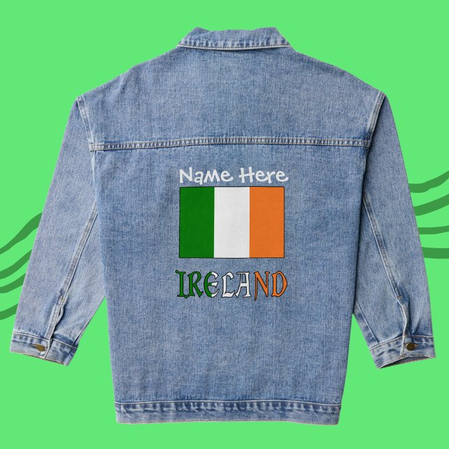 Irland und die irische Flagge - Schwarze Personali Jeansjacke (Von Creator hochgeladen)