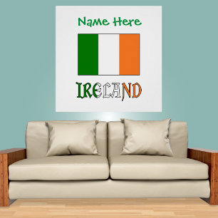 Irland und irische Flagge mit grüner Personalisier Poster