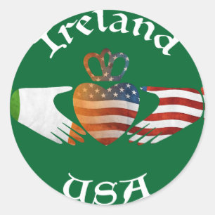 Irland USA Claddagh Design Runder Aufkleber