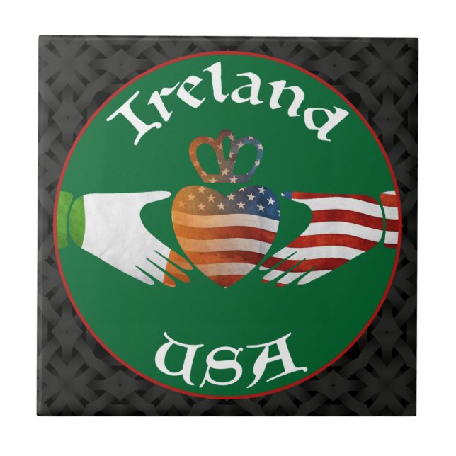 Irland USA Claddagh Tile Fliese (Vorderseite)