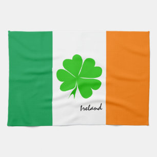 Irland & vierblättriges Kleeblatt, irische Flagge Geschirrtuch