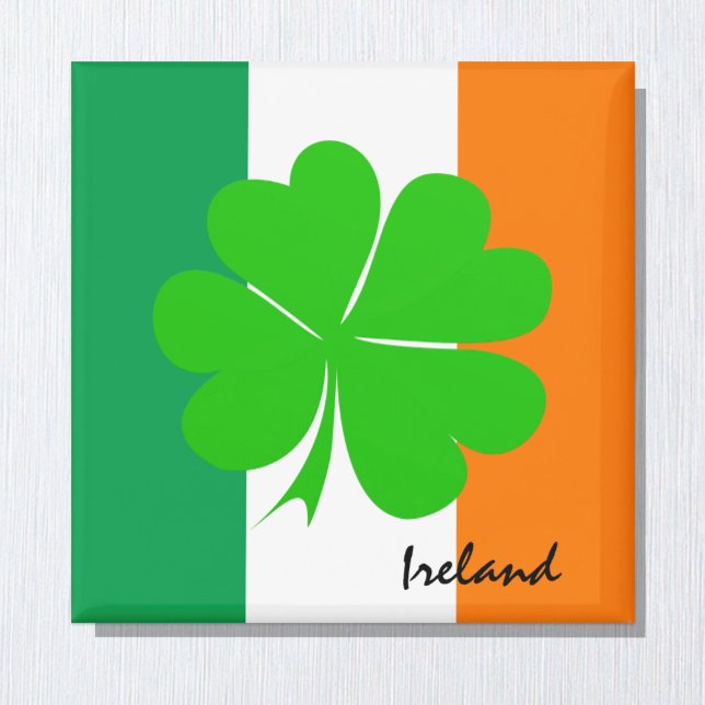 Irland & vierblättriges Kleeblatt, irische Flagge  Magnet (Von Creator hochgeladen)