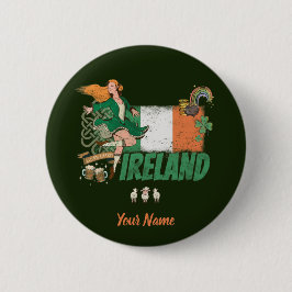 Irland Vintage Flagge St. Patrick's Day Retro Button
