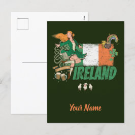 Irland Vintage Flagge St. Patrick's Day Retro Feiertagspostkarte