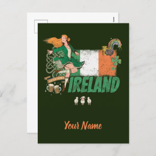 Irland Vintage Flagge St. Patrick's Day Retro Feiertagspostkarte