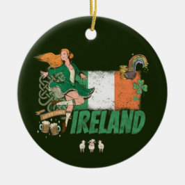 Irland Vintage Flagge St. Patrick's Day Retro Keramik Ornament