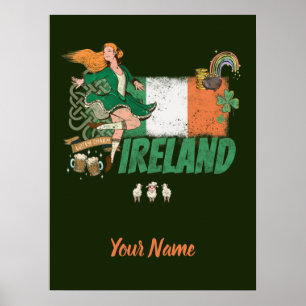 Irland Vintage Flagge St. Patrick's Day Souvenir Poster