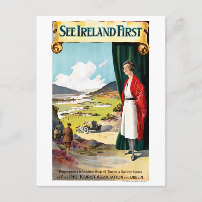 Irland Vintage Travel Poster Postkarte (Vorderseite)