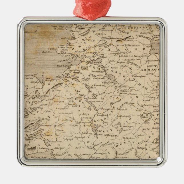 IrlandKarte von Arrowsmith Silbernes Ornament (Vorne)