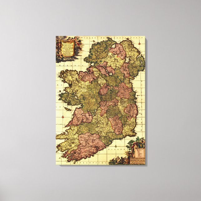 IrlandPanorama Karte Irland Leinwanddruck (Vorderseite)