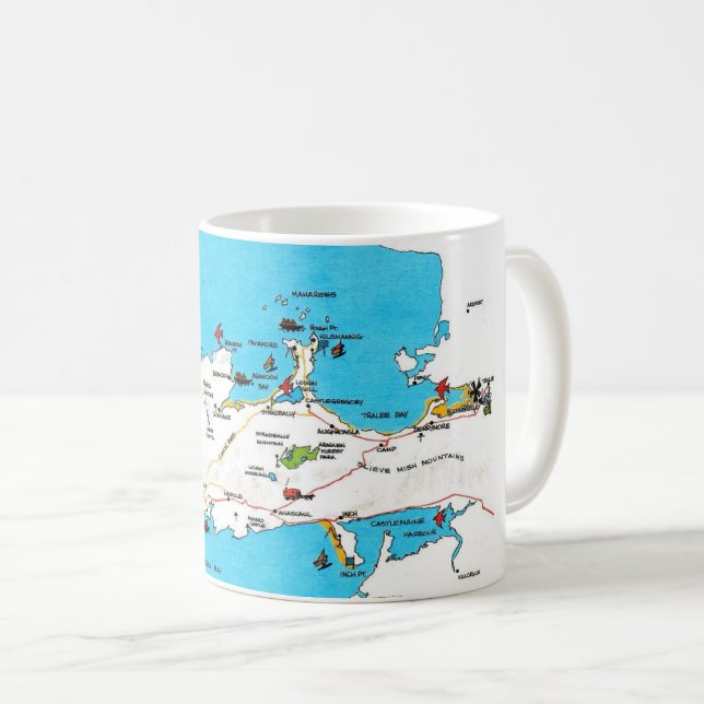 Irlands Dingle-Halbinsel Vintage-Karte Kaffeetasse (VorderseiteRechts)
