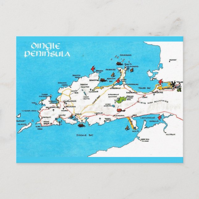 Irlands Dingle-Halbinsel Vintage-Karte Postkarte (Vorderseite)