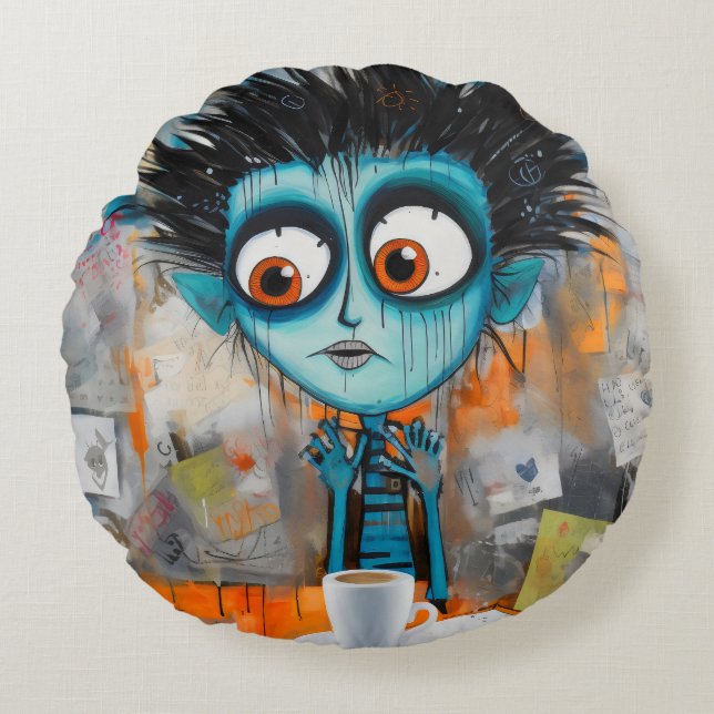 Irodovix Inkwell Morgengrauen Rundes Kissen (Vorderseite)