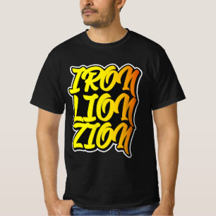 Iron Lion Zion Graffiti Style Typografie Reggae T-Shirt