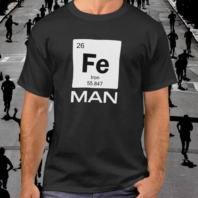 Iron Man | Periodensystem der Elemente Symbol T-Shirt (Available in multiple sizes, colors and types of apparel. 
)