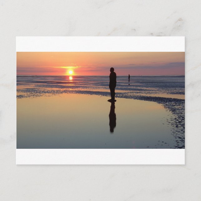 Iron Men at Sunset, Crosby, Liverpool Vereinigtes  Postkarte (Vorderseite)