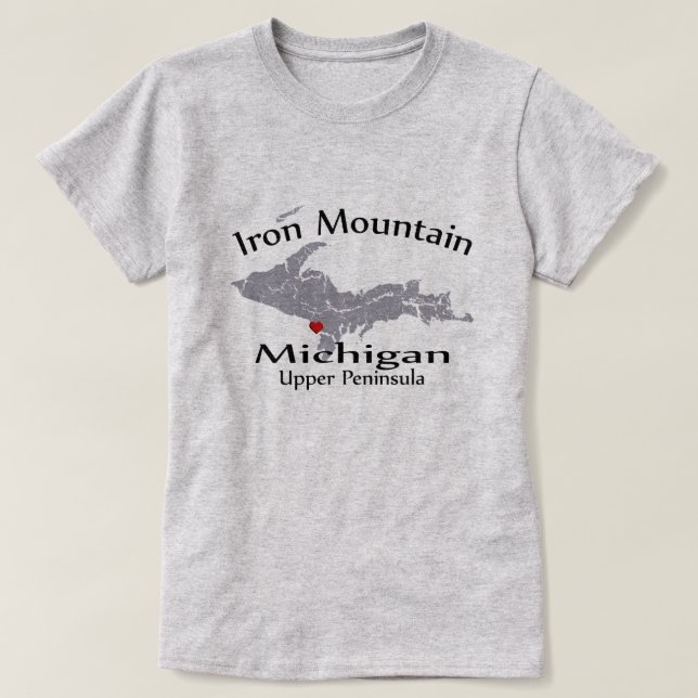 Iron Mountain Michigan Herzkarte Design Ladys T-Shirt (Design vorne)
