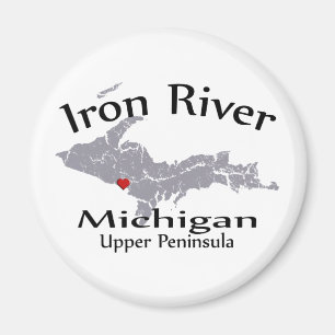 Iron River Michigan Herzkarte Design Magnet