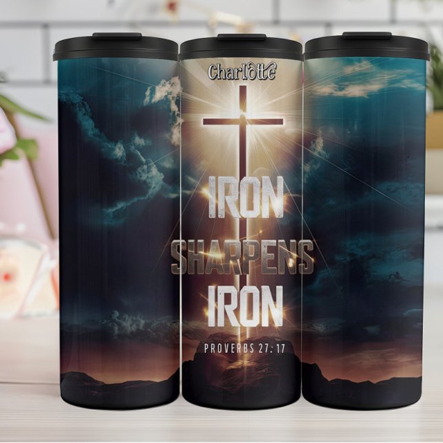Iron Sharpens Iron Cross Scripting Thermosbecher (Von Creator hochgeladen)