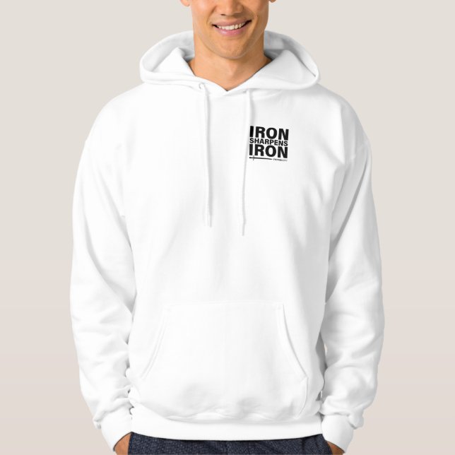 "Iron Sharpens Iron" Männerweißhemd Hoodie (Vorderseite)